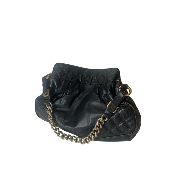 Marc Jacobs Stam Silvana Black Quilted Gold Hardware Leather Shoulder Bag - Picture 3 of 12